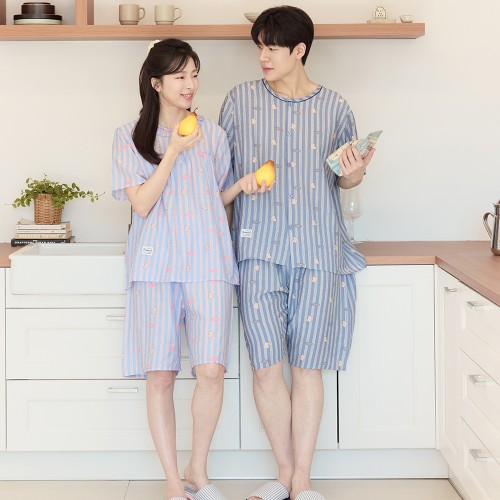 투위 여름 반팔 무형광 가족잠옷 면 인견 엠보 주니어 아동 키즈 커플 신혼부부 파자마