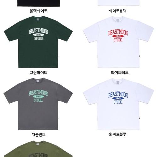 비스트모드 스튜디오 헬스 오버핏 반팔 기능성 쿨링 스판 티셔츠 짐웨어 BSMD