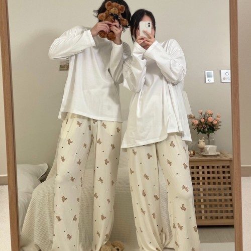 파토리 치즈 곰돌이 커플 잠옷바지 빅사이즈 파자마 파티