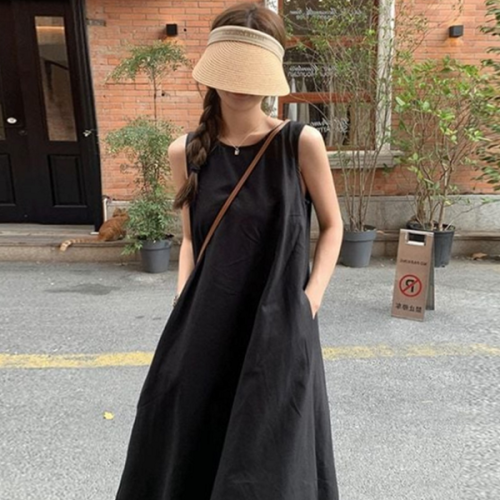 루즈핏 여성 린넨 원피스 슬리브리스 여성 나시 원피스 데일리