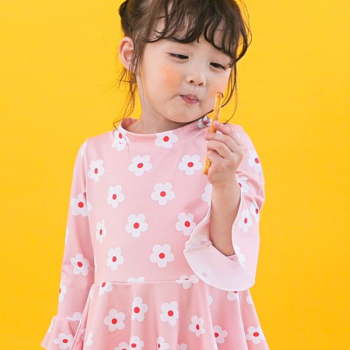 송이래쉬가드 여아 아동 플라워 꽃 파스텔 자매룩 원피스 수영복 물놀이 자외선 차단