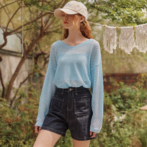 [제로스트릿]스티치 데님 반바지 STITCH DENIM SHORT PANTS / DEEP INDIGO