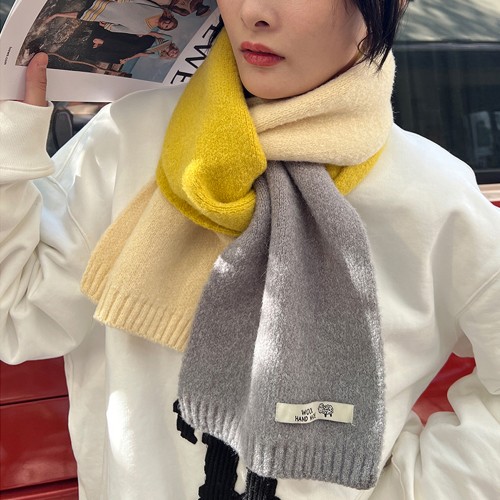 쁘띠 목도리 머플러 울 니트 배색 커플 목도리