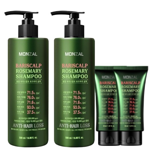 허성범 PICK 몽잘 바리스칼프 로즈마리 샴푸 탈모증상완화 기능성 500ml + 30ml, 2개