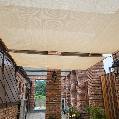그늘애 국산 썬쉐이드 차광막 그늘막 타프 사각 2m x 2m, 베이지