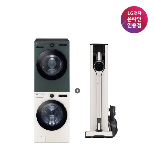 LG 트롬 오브제컬렉션 세탁기건조기 세트 + LG 코드제로 AI 오브제컬렉션 A9 (FX24ENR-GNG + AI927WA)