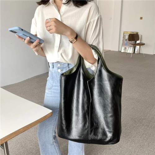 수수제이 빅백 보부상가방 빈티지 비건레더 출근가방 리버시블 양면 가죽가방