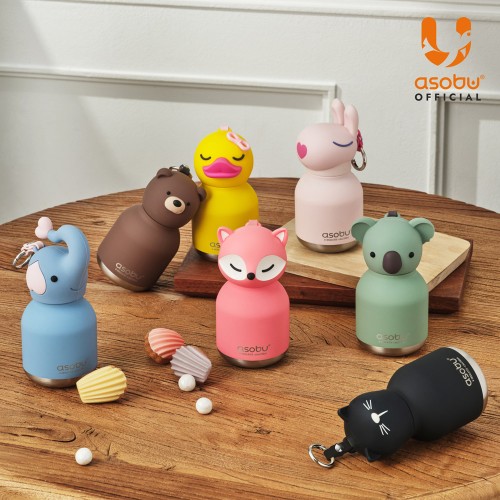 아소부 스테인레스 보온보냉 키링 텀블러 미니 베스티 200ml, 블랙캣