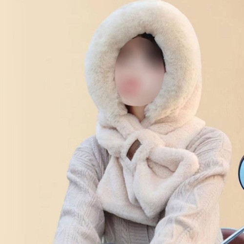 밍크털 후드머플러 후드목도리 여학생후드워머