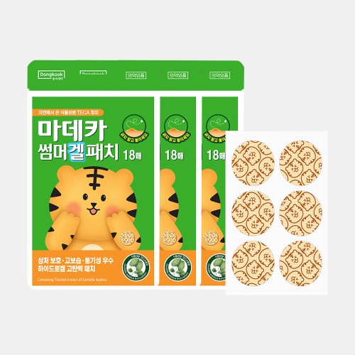 동국제약 마데카 썸머 겔 패치 18매 3개, 6개 택1 (총 54매, 108매) / 유아 어린이 모기 물렸을 때 벌레 물린데 밴드 스티커