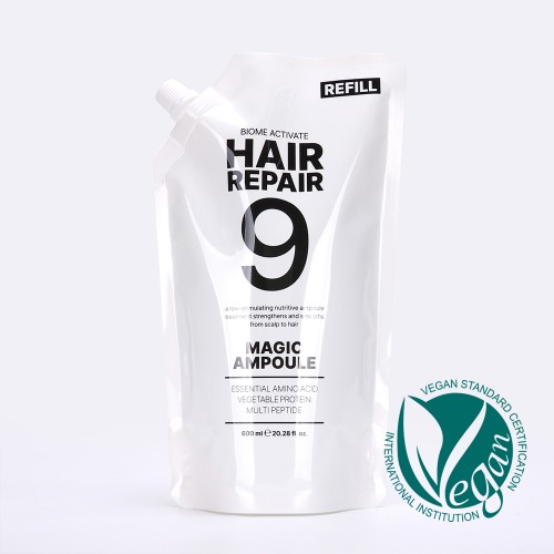 [바액] 헤어리페어9 매직앰플 리필 [600ml] 9초물미역 9초완성 워터트리트먼트 물미역머릿결 초극손상모 올인원 탈모완화 스팀팩