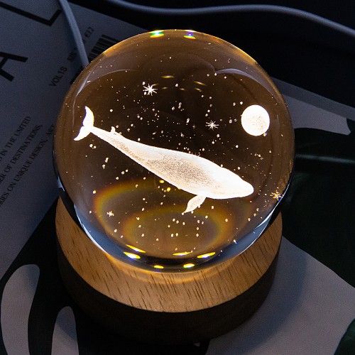 레토 8cm 유리구슬 3D 고래 무드등 집들이선물 인테리어 LED 조명 LML-C29