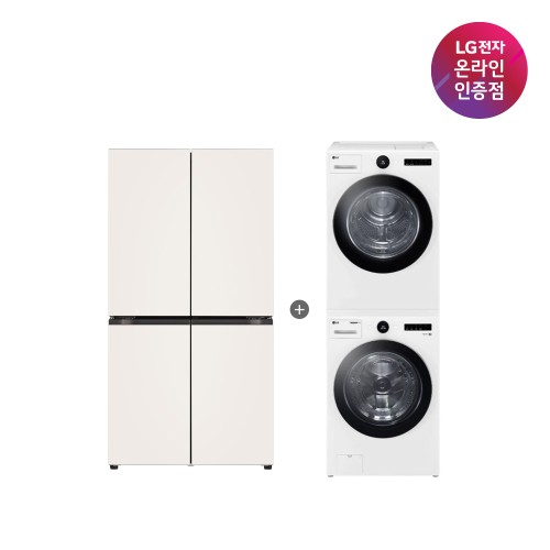 LG 디오스 오브제컬렉션 매직스페이스 냉장고 + LG 트롬 세탁기건조기 세트 (T875MEE111 + FX23WNR-2WQ)