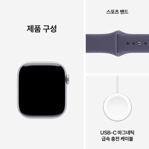 애플워치 11 셀룰러 실버 알루미늄, 42mm, 퍼플 포그 스포츠밴드 M/L