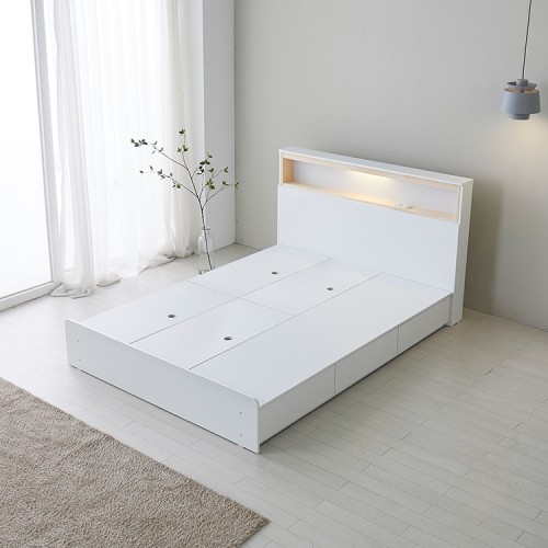알파침대 나르 LED 편백나무 수납 침대프레임 SS
