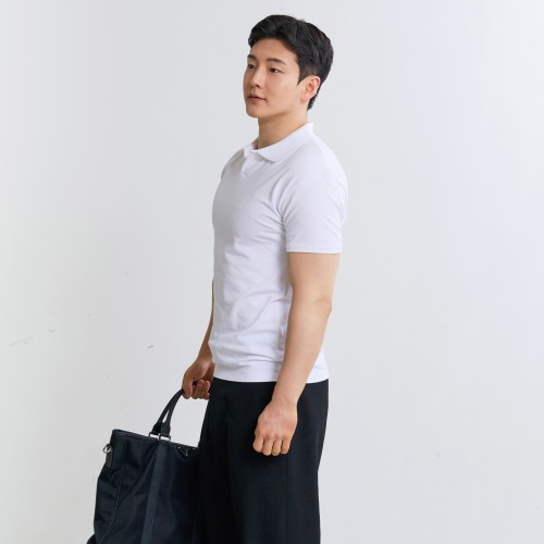 어깨넓어보이는 남자 머슬핏 반팔 오픈 카라 티셔츠