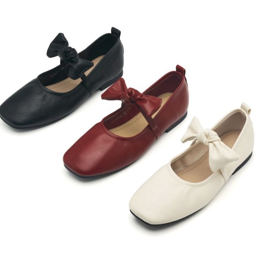 스퍼 오드 소프트 스퀘어 리본 메리제인 플랫슈즈 1.5cm -VA9018 (3color)
