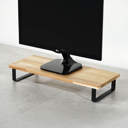 원목 듀얼 모니터 받침대 폭 300mm 높이10cm 600mm, 아카시아상판(블랙받침)