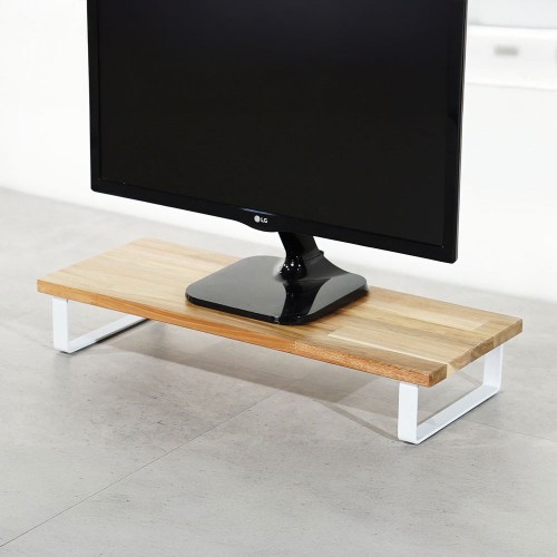 원목 듀얼 모니터 받침대 폭 300mm 높이10cm 800mm, 아카시아상판(화이트받침)