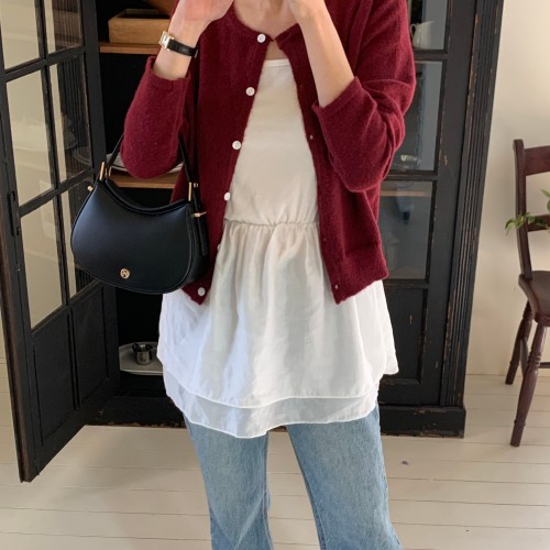 에머슨 프릴 캉캉 텐셀 레이어드 플레어 미니 나시 원피스 /뷔스티에,미니원피스,레이어드,레이어드블라우스