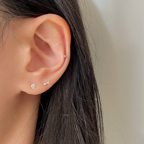 14k 미니 큐빅 피어싱 2mm 3mm 금 귀걸이 귓볼 귓바퀴 골드 피어싱