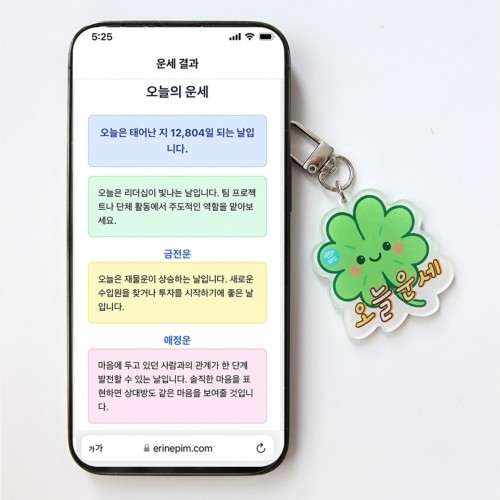 오늘의 운세 등 NFC 키링 4종 점심메뉴 추천 수능 디데이 코인 시세 행운 부적 네잎클로버 비트코인 태그
