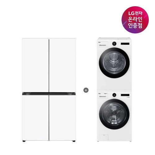 LG 디오스 오브제컬렉션 매직스페이스 냉장고 + LG 트롬 세탁기건조기 세트 (T876MQQ111 + FX23WNR-2WQ)
