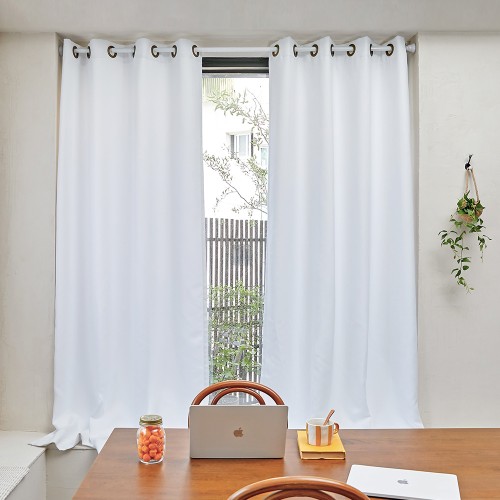 캔디롤 3중직 아일렛 화이트 암막커튼 2장 135x170