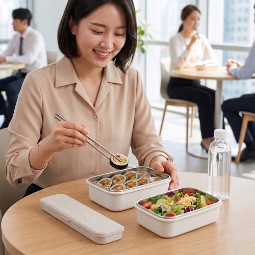 키친유 무소음 수능 직장인 도시락 휴대용 수저 케이스 세트 학생 성인 젓가락 숟가락 수저통