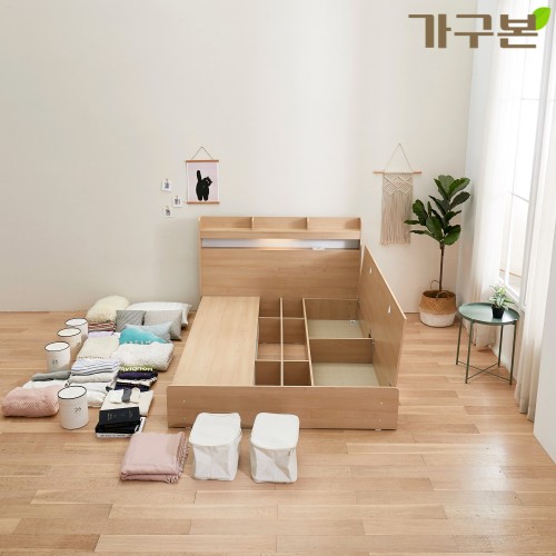 덴버 LED 수납침대 슈퍼싱글/퀸 네추럴