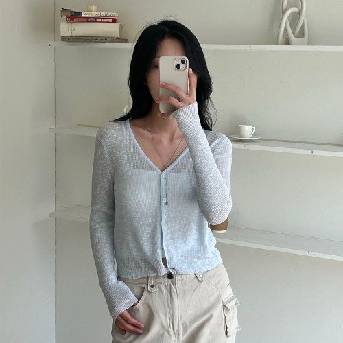 여름크롭가디건 긴팔 썸머 시스루가디건