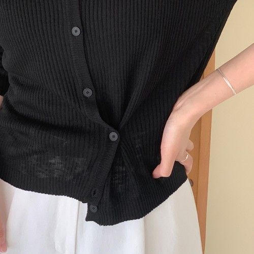 V넥 골지 시스루 투웨이 여름 가디건 cd3373