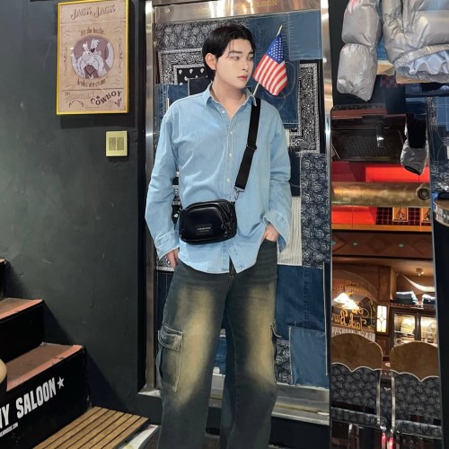 론네바이론 야키 더블랙 레더 유럽여행가방 핸드폰 슬링백 해외여행용 미니백 가방