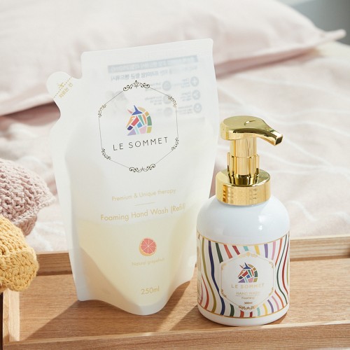 르소메 친환경 비건 저자극 향균 포밍 손세정제 핸드워시 자몽향 리필 자몽, 250ml, 4개