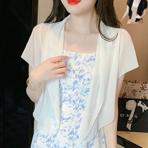 얇은 여성 여름 가디건 반팔 여성 숏 가디건 쉬폰 캐주얼