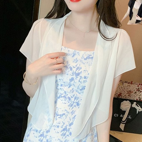 시스루 여성 여름 가디건 캐주얼 여름 가디건 반팔 쉬폰