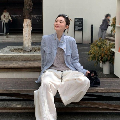 여성 린넨 자켓 스트링 여름 정장 아우터 숏자켓