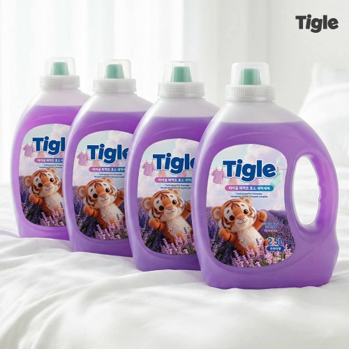 3+1 타이글 7중 효소 액체 세탁세제 2.5L 라벤더향 일반 드럼 겸용 대용량 실내건조
