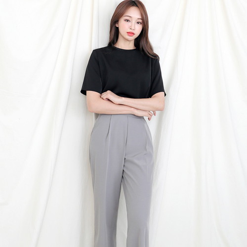 라운드블라우스 반팔블라우스 [찰랑]