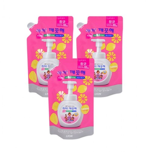 아이깨끗해(리필 거품비누 유아핸드워시 200ml) 손세정제 레몬향-3개 핸드워시