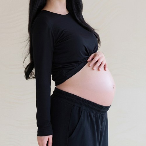 임산부 크롭티 셀프 만삭 주수 사진 촬영 임신 임부복