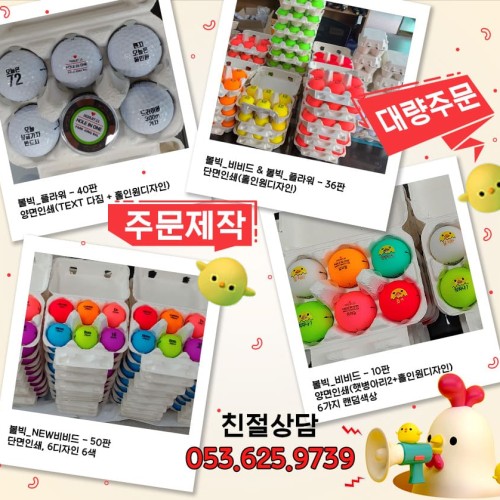볼빅 계란골프공 6구 2피스 비거리 무광 컬러 골프공 홀인원 선물 인쇄 제작
