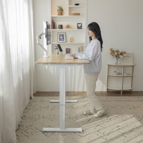 핏쳐 수동식 높이조절 모션 데스크1200 높낮이 스탠딩책상 1200x750mm, 상판/오크-프레임/화이트