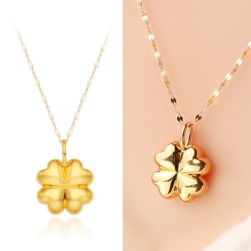 주리에떼 24K 순금 99.9 데일리 플라워 블리스유 행운의 클로버 금 목걸이(14K/18K 체인)