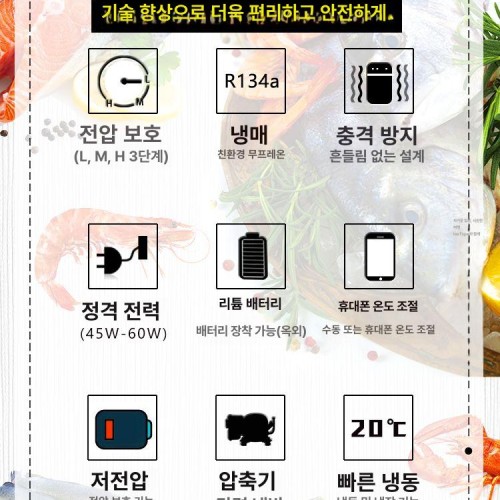 차량용 냉장고 자동차 냉동고 캠핑 야외 여행 이동식 쿨러 보냉 박스