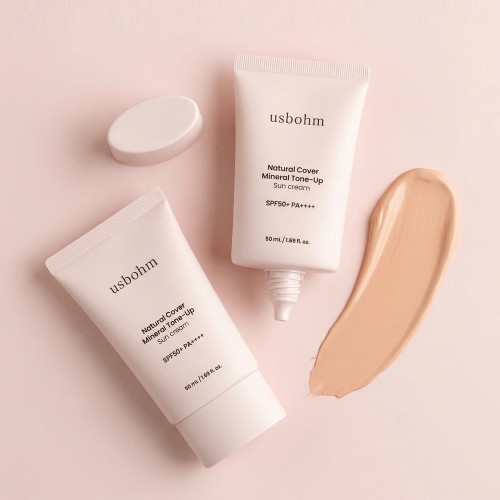 어스봄 내추럴 커버 무기자차 저자극 보송산뜻 핑크톤업 선크림 50ml 파데프리
